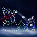 Animert Julebelysning Snøballkrig Rammedekorasjon Lysende Snømann & Pingvin