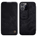 Miniatyrbillede 1 af 5: iPhone 13 Pro Max - NILLKIN Qin CamShield Læder Etui - Sort