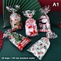 Miniatyrbillede 5 af 5: 50 stk. julegodteposer i plast Julekage gaveposer A6 onesize
