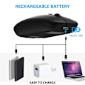 Miniatyrbillede 4 af 5: Bluetooth-mus - Genopladelig trådløs mus til tablet, mobiltelefon, smartphone, bærbar computer, pc, computer, stationær Android-ledning (sort)