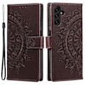 Miniatyrbild 1 av 5: Samsung Galaxy A35 5G Fodral Mandala Läder Brun