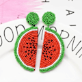 Miniatyrbillede 4 af 5: Søde frugt Vandmelon perler Dingle Stud øreringe til kvinder Teenagere Sjov frugt Bohemian Statement Harpiks dråbe øreringe Modesmykker
