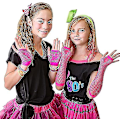 Miniatyrbillede 3 af 5: 2 par lange og korte fiskenet handsker (rose) fingerløse fiskenet handsker mesh handsker 80'er fiskenet handsker handsker til 80'er fancy dress tilbehør