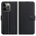 Miniatyrbillede 1 af 5: iPhone 13 Pro - Litchi Læder Etui - Sort