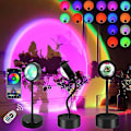 Miniatyrbillede 1 af 5: Solnedgangsprojektorlampe, solnedgangsprojektorlys LED 16 farver lysstyrke justerbar projektionsnattelys med fjernbetjening USB-opladning til fotografering fest stue
