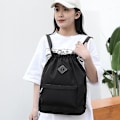 Pikkukuva 3 / 5: Suurikapasiteettinen nylon-nyöri urheilureppu Varkaudenesto Rentti reppu Muoti Satchel laukut musta 32*42*15cm