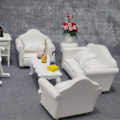 Miniatyrbild 5 av 5: Dockskåp Miniatyr Soffa Modell Mini Soffgrupp Miniatyr Soffa Med Kuddar För 1/12 Dockskåp Vit 13.5X7.2X6.4CM Vit 13.5X7.2X6.4CM