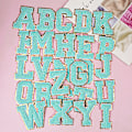 Miniatyrbillede 3 af 5: 26 stk. A-Z guldglitter kantbogstaver patches fuzzy broderede bogstav sy på patches til tøj, jakke, taske (lyseblå)