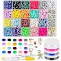 Miniatyrbillede 1 af 5: Ler perler flade Heishi perler 4285stk 20 farver 6mm runde ler afstand perler