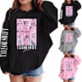 Miniatyrbillede 3 af 3: Piger Taylor Swift Hoodie Streetwear Efterårstøj Med Lomme Snøre Afslappet Langærmet Pullover Grå 150cm