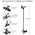 Miniatyrbillede 5 af 5: Telefonholder med klemme - Bærbart fleksibelt stativ - Lang arm 360 justerbar rotation - Til seng, bil, bord (sort)