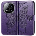 Pikkukuva 1 / 5: Xiaomi Redmi Note 14 Pro 5G Kotelo Nahka Perhoskuvio Tumman Violetti