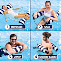 Miniatyrbild 3 av 5: Säsongskampanj! Högkvalitativ 4-i-1 Monterey Hängmatta Pool Float & Vattenhängmatta – Multifunktionell Uppblåsbar Pool Float för Vuxna