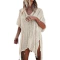 Strandklänning för damer, virkad (beige M)[CO]