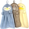Miniatyrbilde 1 av 5: 3 stk håndkle sett, mikrofiber badehåndkle hurtigtørkende hengende ansiktshåndkle (khaki, gul, blå)