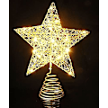 Miniatyrbilde 2 av 4: Juletrær Topper Stjerne, Juletrær Toppdekorasjoner med Varm Hvit Led Lys og Timer Funksjon, Uthulet Glitrende Stjerne for Hjem og Kontorinnredning, 8 X 10 Tommer Rose Gull