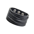 Miniatyrbillede 2 af 2: Herre Dame Punk Bredt Håndlavet Tolags Læderarmbånd Sort