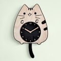 Miniatyrbild 3 av 5: Cat Clocks with Swinging Tail and Eyes Wooden Cartoon Clock Creative Silent Swinging Wall Clock with Cat Wagging Tail
