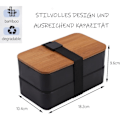 Pikkukuva 3 / 5: Bento-rasia japanilainen lounasrasia lokeroilla 3 osaa bambukannella kouluun ja töihin lapsille ja aikuisille