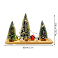Miniatyrbillede 4 af 5: Kunstig Miniature Juletræ, Mini Fyrretræer med Træbase, Juletræ til Festlige Bord Juledekorationer