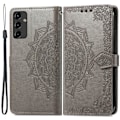 Miniatyrbild 1 av 5: Samsung Galaxy A14 4G/5G Fodral Mandala Läder Grå