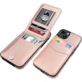 iPhone 13 Skal Plånbok med Kortfack, Premium Läder Magnetisk Stängning Stativ Robust Skydd för iPhone 13 (Roséguld)[CO]