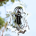 Miniatyrbilde 1 av 5: 3D rustfritt stål hengende vinddrevet kinetisk ornament skulptur Halloween-dekorasjoner for innendørs utendørs spinner