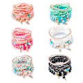Miniatyrbillede 1 af 5: 6 sæt boheme flerlags kvast armbånd håndlavede wrap armbånd bangle smykker armbånd til kvinder