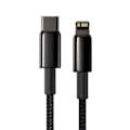 Pikkukuva 2 / 5: Baseus Tungsten 1m 20W PD USB-C - Lightning Punottu Nylonkaapeli - Musta Black Svart