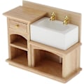 Miniatyrbillede 1 af 5: Diy 1:12 Skala Dukkehus Miniature Møbler Badeværelse Køkken Træ Vask