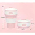 Miniatyrbild 3 av 5: Rosa Hopfällbar Vattenkopp Silikonmugg 350ml Praktisk Ihopfällbar Vikbar Kaffemugg