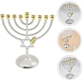 Miniatyrbilde 4 av 5: Tradisjonell klassisk Hanukkah Menorah 9 gren lysestake lysholdere metallhåndverk for nyttårsfestival hjemmedekorasjon TA