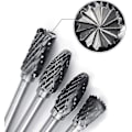Pikkukuva 3 / 5: Jinyi Shank Rotary Burr Double Cut Tungsten Carbide Cutter Set Die Grinder Bit For Dremel Rotary Tool(1set Of 10 Pcs,silver)