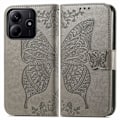 Pikkukuva 1 / 5: Xiaomi Redmi Note 14 5G Kotelo Nahka Perhoskuvio Harmaa