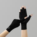 Women's Thin Cotton Summer Gloves with Lace, Half Finger, UV Protection Black Black