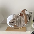 Miniatyrbillede 3 af 5: Akryl Makeup Spejl til Skrivebord med Stativ - Æstetisk Skrivebordsdekoration Forfængelighedsspejl - Rammeløs Bordplade til Soveværelse, Stue