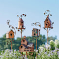Miniatyrbillede 2 af 3: Udendørs metalfuglehus på pæl, kolibriehus, fuglehushavepæle
