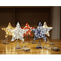 Miniatyrbilde 4 av 4: Juletrær Topper Stjerne, Juletrær Toppdekorasjoner med Varm Hvit Led Lys og Timer Funksjon, Uthulet Glitrende Stjerne for Hjem og Kontorinnredning, 8 X 10 Tommer Rose Gull