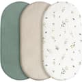 Set med 3 formsydda lakan, madrasskydd, för lekhage, 100% bomullsmuslin, mjuk, för barnvagn, babyshowerpresent