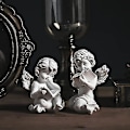 Miniatyrbild 3 av 5: Änglar i harts figurin, bedårande ängelskulptur minnesmärke staty, inomhus utomhus hem trädgårdsdekoration (läsande kerub)
