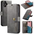 iPhone 17 Leather Case with Crazy Horse Texture and Detachable Magnet Grå