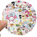 Pikkukuva 4 / 4: 100 söpöä tarraa Pakkaus Hello Kitty -tarrat Mymelody&Kuromi-tarrat Cinnamoroll Pompompurin Keroppi