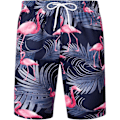 Pikkukuva 3 / 5: Havaijipaita ja shortsit miehille, normaali istuvuus, lyhythihainen, rento, funky ranta-flamingo-paitasetti L