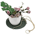 Pikkukuva 5 / 5: Nahkainen riippuva kukkaruukku - sisä- ja ulkokäyttöön - 31 cm / 15 cm, valkoinen