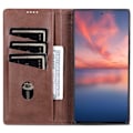 Miniatyrbillede 2 af 5: AZNS Samsung Galaxy S23 Ultra Flip Læder Etui Brun
