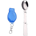 Miniatyrbillede 1 af 5: Titanium Spork Bærbart Bestik Foldbar Rustfrit Stålske Med Blå Etui Til Udendørs Camping Og Vandreture