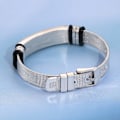 Miniatyrbilde 2 av 5: Rustfritt stålrem, meshrem, glatt overflatearmbånd, enkelt armbånd i titanstål for menn, armbånd for menn