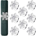 Miniatyrbild 1 av 5: Servettringar - Set med 12 snöflingor i silvermetall för jul