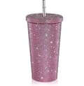 Bling Diamond Tumbler Glitter Vattenflaska Med Lås Pink