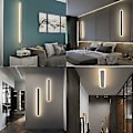 Miniatyrbilde 4 av 4: 15w innendørs vegglampe, 40cm lang LED-lys, 3 fargetemperaturer, soverom stue trapp korridor svart stor vegglampe svart